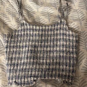 John Galt blue and white crop top🤍